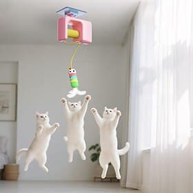 Automatic Cat Toy Retractable Hunting Toy Hangable Cat Interactive Game for Hunting Simulation Exercise Floor Play Indoor Apartment Living Kitten Training