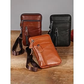 Herren-Umhängetasche und Gürteltasche aus echtem Leder – vielseitig einsetzbar, stilvolles Design, strapazierfähig, in verschiedenen Farben erhältlich, für All