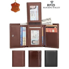 Portefeuille en cuir premium pour homme – protection RFID, plusieurs coloris disponibles, design fin et élégant pour une utilisation sécurisée en voyage et au