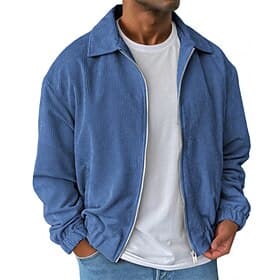 Men's Lightweight Jacket Corduroy Jacket Casual Jacket Outdoor Vacation Pocket Spring Fall Plain Streetwear Stylish Standing Collar Regular Blue Black Yellow B