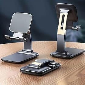 2 Pack Adjustable Desktop Phone Holder - Compact Foldable Height-Adjustable Stand with Universal Compatibility