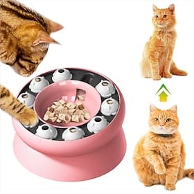 Gamelle interactive pour chat d'intérieur, jouet distributeur de croquettes anti-glouton, gamelle ludique pour chat.