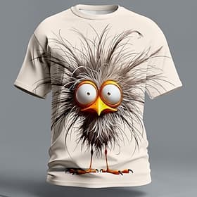 Men's Bird Grumpy T Shirt Short Sleeve T shirt 3D Print Crew Neck Shirt Exaggerated Designer Party Holiday Blue Black Yellow Summer Spring Clothing Apparel S M