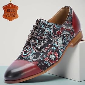 Schwarze Herren-Schnürschuhe aus Leder mit Blumenmuster – modisches Schuhwerk für halbformelle Anlässe, Abendveranstaltungen und trendige Freizeitkleidung