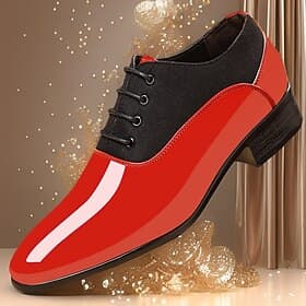 Men's Red and Black Glossy Dress Shoes – Stylish and Elegant, Perfect for Christmas Parties, Holiday Gatherings and Formal Occasions