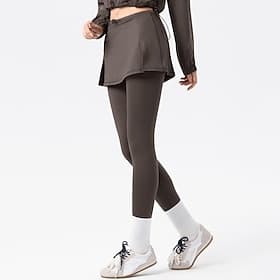 Women's Solid Colored Casual Skirt Skirt with Leggings Thermal Leggings 2 in 1 Elastic Tennis Athletic Running Bottoms Winter Black Red Coffee Tennis Clothing