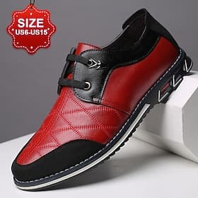 Men's Red and Black Quilted Slip-on Shoes with Elastic Laces - Trendy Casual Footwear for Weekend Outings