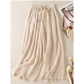 Femmes Pantalons Pantalon d'été Pantalons de Plage Vacances Basique Occasionnel Longueur complète Taille haute Fleuri Avec Poches Ceinture Élastique Confort Do