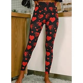 Women's Leggings Cozy Leggings Vacation Casual Full Length High WaistPantsValentine's Day Heart Graphic Printing Comfort Comfortable Stretchy Casual Daily Vaca