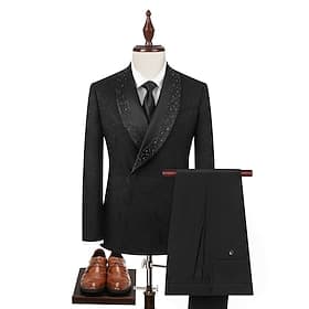 Men's Tuxedos Party Suits Prom Winter Wedding Black White Spring, Fall, Winter, Summer Suit Shawl Lapel Fashion Party Solid Colored Slim Fit 2 Piece Double Bre