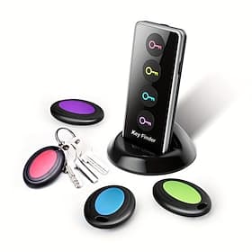 Key Finder with 4 Receivers, RF Item Locator with 100 ft Long Range Loud Beep, Wireless Wallet, Pet, and Remote Tracker with Base Station, Great Gift for Seni