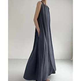 Damen Langes Kleid Maxikleid Kleider in Leinenoptik Shiftkleid Sommerkleid Freizeitkleid Elegant Mode Modern Täglich Urlaub Ausgehen Normale Passform Lässiger