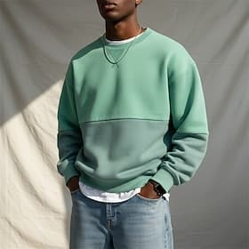 Herren Sweatshirt Pullover Kapuzensweatshirt Hellgrün Rosa Marineblau Grau Leicht Blau Rundhalsausschnitt Einfach Patchwork Farbblock Lässig Täglich Sport Out