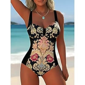 Maillot de Bain Femme Une Pièce Affinant Armatures Boho Culottes Élégant Vacances Graphique Paisley Col V Sans Manches