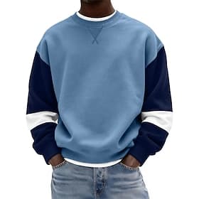 Homme Sweat-shirt Sweat à capuche Bleu Col ras du cou Uni Patchwork Bloc de Couleur Occasionnel Quotidien Sport Loisir Streetwear Frais Vêtements de sport Pri