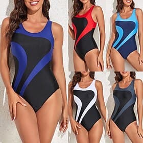 Femmes Maillot de bain Maillots de bain Une pièce Blocage de couleurs Élastique Sans manches Maillot de Bain Surf Plage Vacances Été
