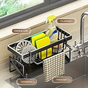 Praktisches, multifunktionales Kunststoff-Regalset für Küche und Bad – ideal zum Aufhängen von Spültüchern, Schwämmen und Bürsten – langlebig und leicht zu rei