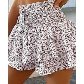 Femmes Shorts Vacances Streetwear Occasionnel Court Taille moyenne Fleuri Taille Élastique Impression Confortable Micro-Élastique Quotidien Extérieur Vacances