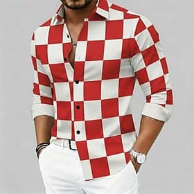 Men's Carnival Party Shirt – Bold Checkered Festival Style