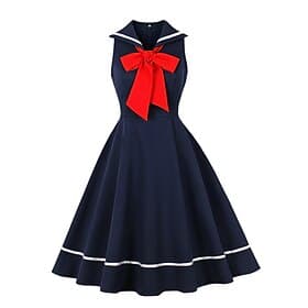 Années 1950 Rétro Vintage Robe Robe trapèze Sans manches Couleur Unie Déguisement Femmes Carnaval Mascarade Tenue quotidienne Enterrement de Vie de Jeune Fille