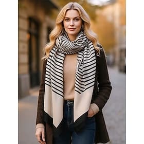 Women's Cotton-Linen Striped Scarf – Soft, Lightweight Material, Available in Multiple Colors, Perfect for Casual and Winter Outfits