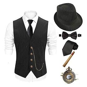 Années Folles Années 1920 Rétro Vintage Tenues Veste Gilet Gatsby le Magnifique Gentleman Gangster Mode Déguisement Homme Noël Halloween Carnaval Bal de promo