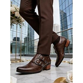 Chaussures à boucle double boucle marron pour homme – des chaussures élégantes aux finitions haut de gamme, parfaites pour les événements formels, les fêtes, l