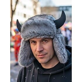 Men's Warm Faux Fur Horned Mardi Gras Hat Multi-Color Animal/Demon Style Bomber Cap Perfect for Carnival, Masquerade Costume Parties