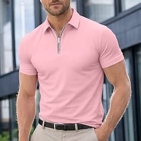 Per uomo Polo con zip a un quarto Maglia da golf Casuale Vacanza Collo ripiegato Manica Corta Moda Essenziale Semplice Puro Primavera Estate Estate Vestibilit