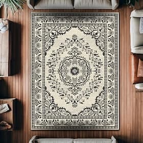 Vintage Persian Area Rug, Stain-Resistant and Easy to Clean, Ethnic Style Sofa Throw, Non-Slip Bedroom Bedside Mat, Durable and Elegant Living Room Floor Decor