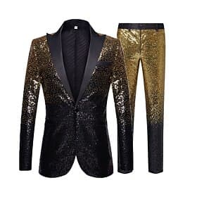 Disco 1980s Pants Outfits Suits Blazers Long Sleeves Sequins Fancy Dress Men's Carnival Costume Halloween Carnival Masquerade Club Pride Parade Pride Month Ad