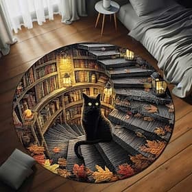 3D-Optische Illusion Teppich Visuelle Falle Fußmatte Rutschfest Schwarze Katze Treppenhaus Design für Schlafzimmer Wohnzimmer Eingangsbereich Innen Außen Diato