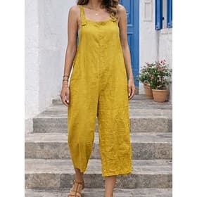 Femmes Combinaison Streetwear Couleur Unie Sans manches Droit Quotidien Vacances Coupe régulière Noir Jaune Vert Véronèse Été