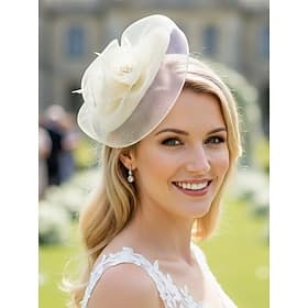 Women's Polyester Fascinator Hat, Multi-Color Floral Mesh Cocktail Headpiece, Elegant Vintage Style for Weddings, Evening Dinners, Garden Parties, Races Forma