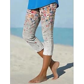Per donna Grafica Snello Pantaloni capri Vacanza Essenziale Athleisure Lunghezza al polpaccio Vita media Comodità Elasticizzato Vacanza Formale Streetwear Bian