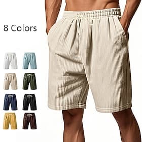 Herre Shorts Casual shorts Corduroy shorts Snorer Elastisk midje Rett ben عادي Komfort Fukttransport Knelengde Sport Utendørs Daglig Ferie Mote Klassisk Stil