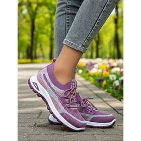 Baskets en maille violette pour femmes – chaussures de marche légères et respirantes au design élégant, idéales pour le sport et les sorties décontractées.