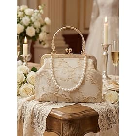 Pochette élégante pour femme avec anse en nacre - motif floral brodé et finitions dorées, disponible en plusieurs couleurs, idéale pour les mariages, les fêtes