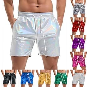 Herren Disco-Shorts Shorts Figurbetont Freizeitshorts Tasche Elastischer Bund Rein Einfach Einheitliche Farbe Komfort Atmungsaktiv Über dem Knie Abschlussball