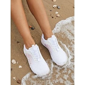 Zapatos acuáticos ligeros y transpirables para mujer: zapatillas de playa de malla de secado rápido, suela flexible antideslizante para caminar por la costa, n