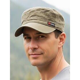 Men's Cotton Military Cap, Adjustable Casual Army Style Hat in Multiple Colors, Lightweight Breathable Design, Men's Outdoor Everyday Casual Headwear