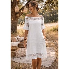 Vestido midi feminino 100% algodão, modelo reto, ideal para o verão ou primavera. Perfeito para o dia a dia, atividades ao ar livre e férias. Modelagem regular
