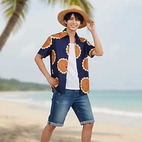 Ocean Adventurer Monkey D. Luffy Straw Hat Pirate Anime Cosplay Costume Masquerade Cosplay Suits Masquerade Shirt Hat For Men's Adults'