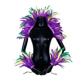 Carnival 2026Rio Carnival Samba Accessories Purple Green Yellow Feather Party Costume Set Brazil Festival Performance Costume