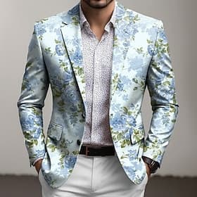 Men's Floral Print Blazer Jacket Coat Fashion Comfortable Breathable Artistic Casual Daily Formal Party Evening Wear 3D Print Buttons Multi Pocket Fall Winter