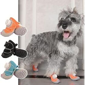 2PCS Adjustable Knob Dog Shoes - Water-Resistant Air Mesh Summer Boots, Non-Slip Soles for Hardwood Floors, Breathable Paw Protectors Small Medium Breeds