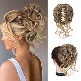 Messy Buns Hair Pieces for Womem Fake Hair Bun Extensions Clip in Ponytail Natural Hair Extensions Hairpieces for Womens (Brown mix Natural Blonde)