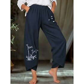 Women's Summer Pants 100% Cotton Pants Trousers Lightweight Casual Ankle-Length Low Rise Graphic Prints Pocket Breathability Comfortable Inelastic Casual Daily