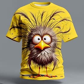 Herren Tiermotiv Lustig T Shirt Kurzarm T-Shirt 3D-Druck Rundhalsausschnitt Hemd Übertrieben Designer Party Ferien Blau Weiß Gelb Sommer Frühling Bekleidung S