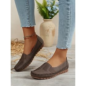 Mocasines de mujer de café – Zapatos planos casuales suaves acolchados para comodidad diaria caminatas trabajo viajes y uso diario